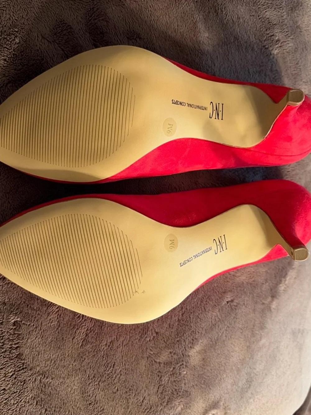 INC International Concepts Red Suede Pointed Toe Heels